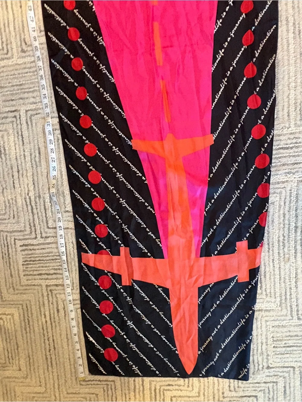 Worthington Pink, Red & Black Graphic 100% silk Long Scarf